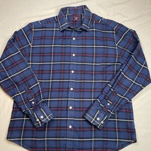 UNTUCKit Men’s Large Blue Red Plaid Flannel Button Up Shirt Long Sleeve Cotton